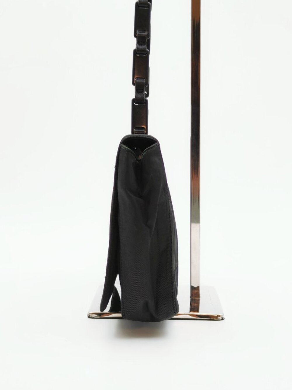 Prada Vintage Black Tessuto Nylon Shoulder Bag Chain Strap Flap Bag - Picture 4 of 13